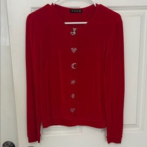 Italiya red top cat and heart shaped buttons size XS vintage Japanese top